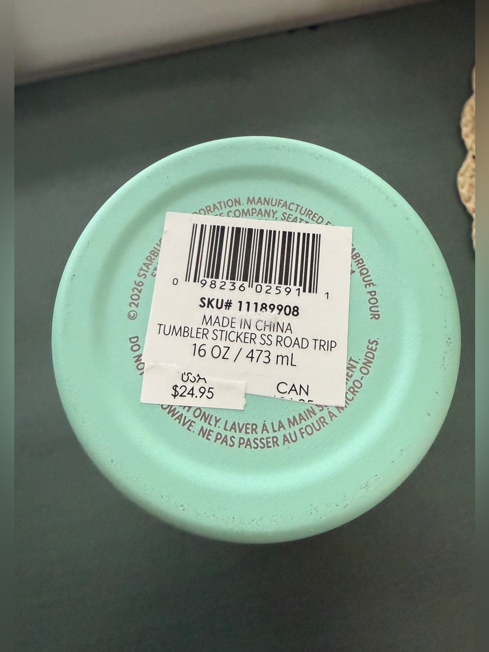 Starbucks 2026 Road Trip Sticker Tumbler 16oz Mint Green Stainless Steel NWT - Picture 7 of 10